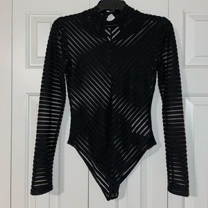 Forever 21 striped mesh bodysuit